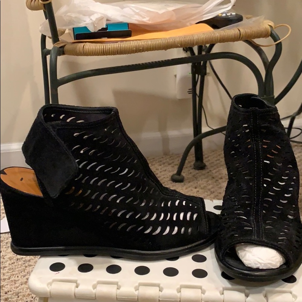 Black suede wedges